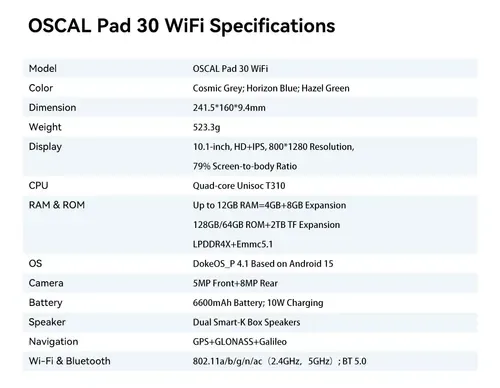 OSCAL Pad30 WiFi